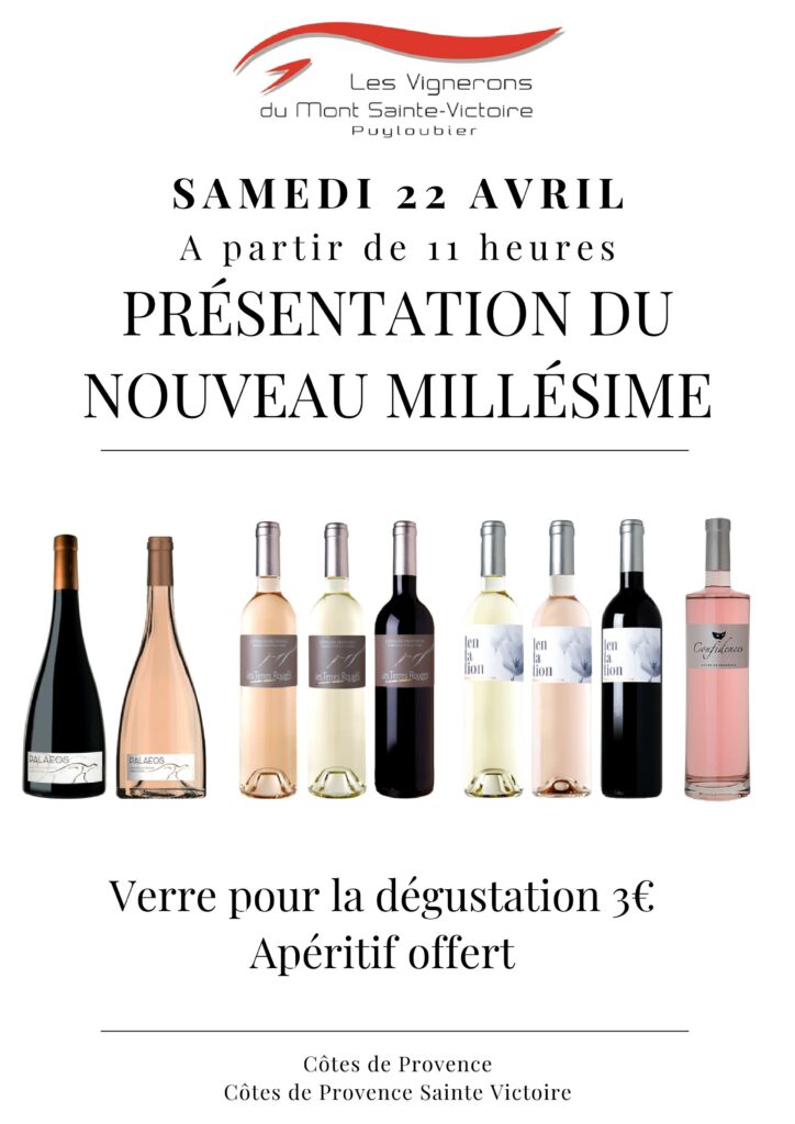 Affiche présentation millésime 2022 Les Vignerons du Mont Sainte Victoire